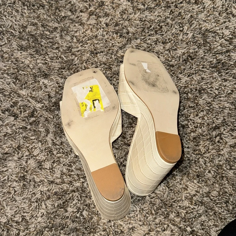 Steve Madden Cream Croc-Embossed Wedge Sandals